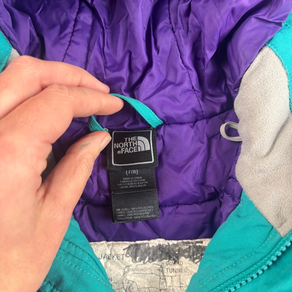 THE NORTH FACE Girls Teal/Purple Snow Ski Jacket Hooded Hy-vent size: Small 7/8 - Picture 5 of 10